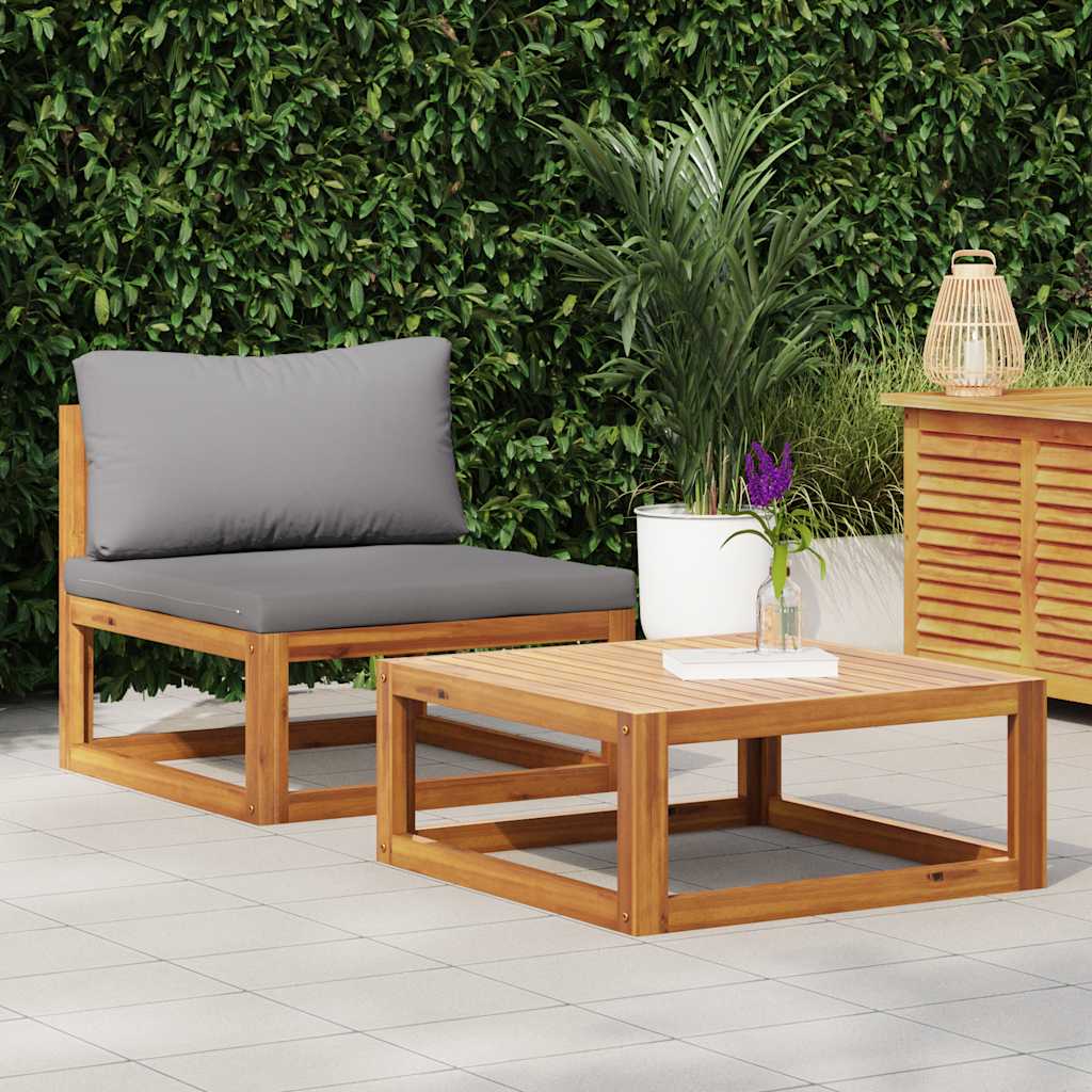 Set Divani da Giardino 2 pz con Cuscini in Massello di Acacia