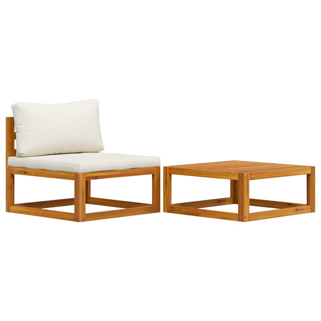 Set Divani da Giardino 2 pz con Cuscini in Massello di Acacia