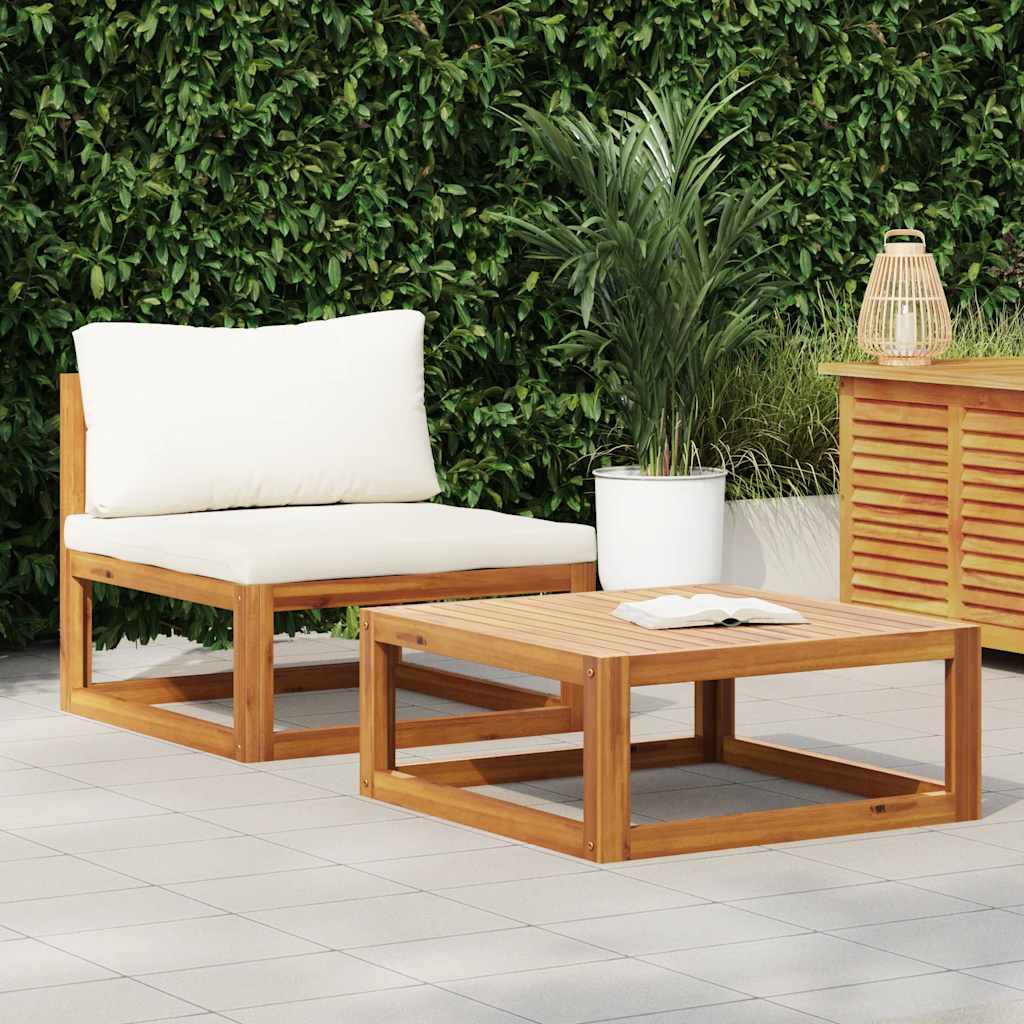 Set Divani da Giardino 2 pz con Cuscini in Massello di Acacia
