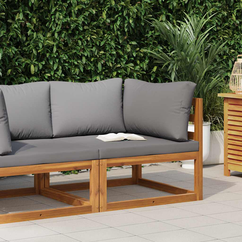 Divano Angolare Modulare Cuscini Grigio Scuro Massello Acacia