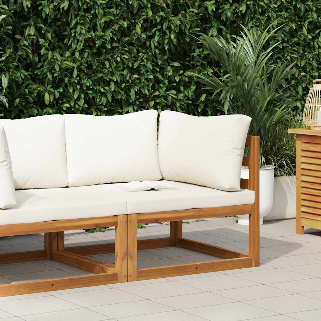 Divano Angolare Modulare Cuscini Bianco Crema Massello d'Acacia