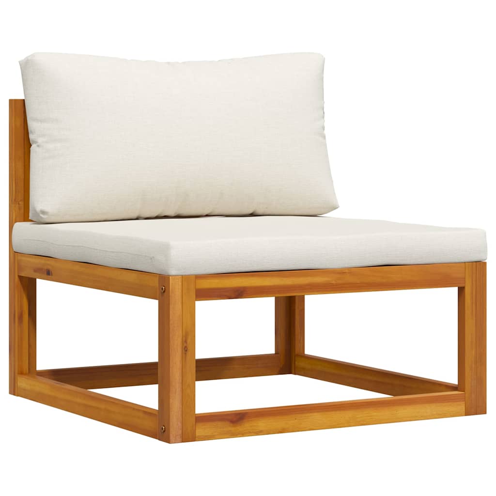 Divano Centrale Modulare Cuscini Bianco Crema Massello Acacia