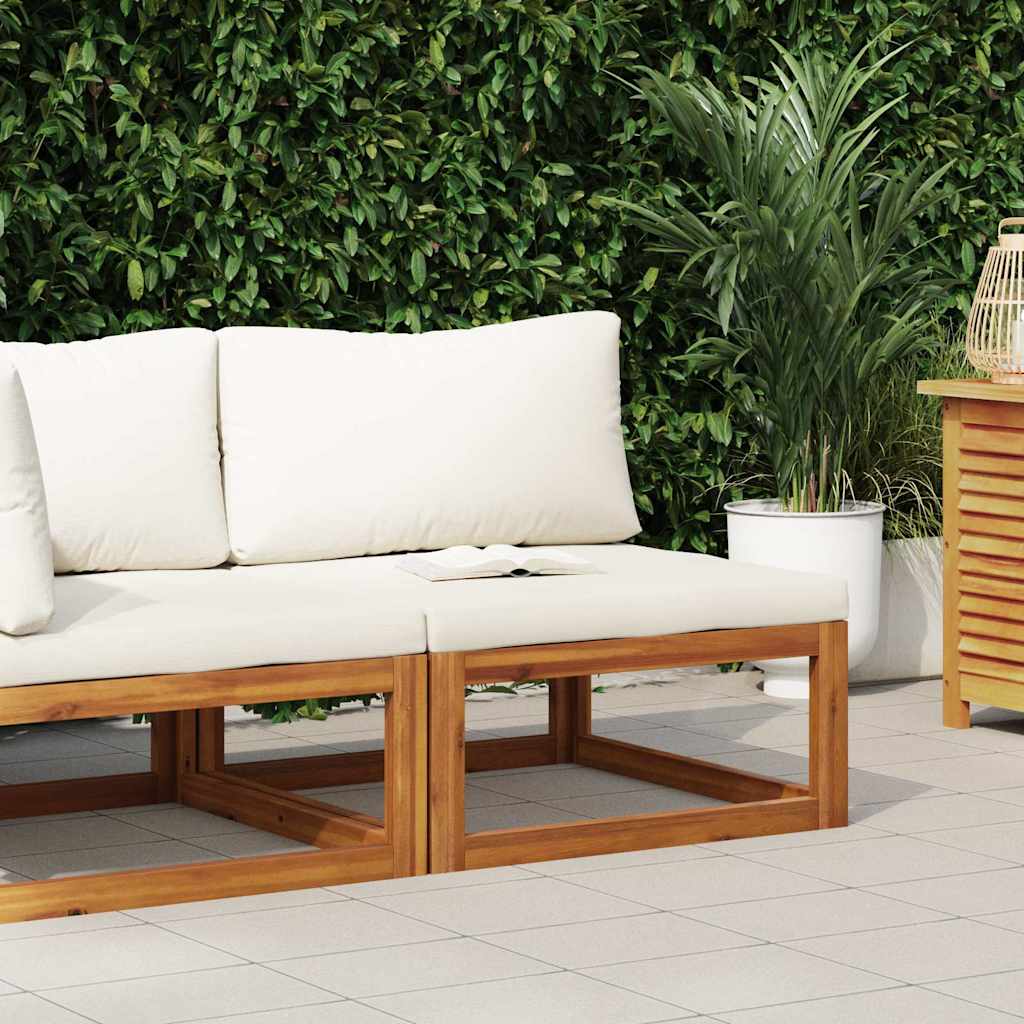 Divano Centrale Modulare Cuscini Bianco Crema Massello Acacia