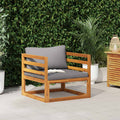 Sedia da Giardino con Cuscini Grigio Scuro Massello di Acacia