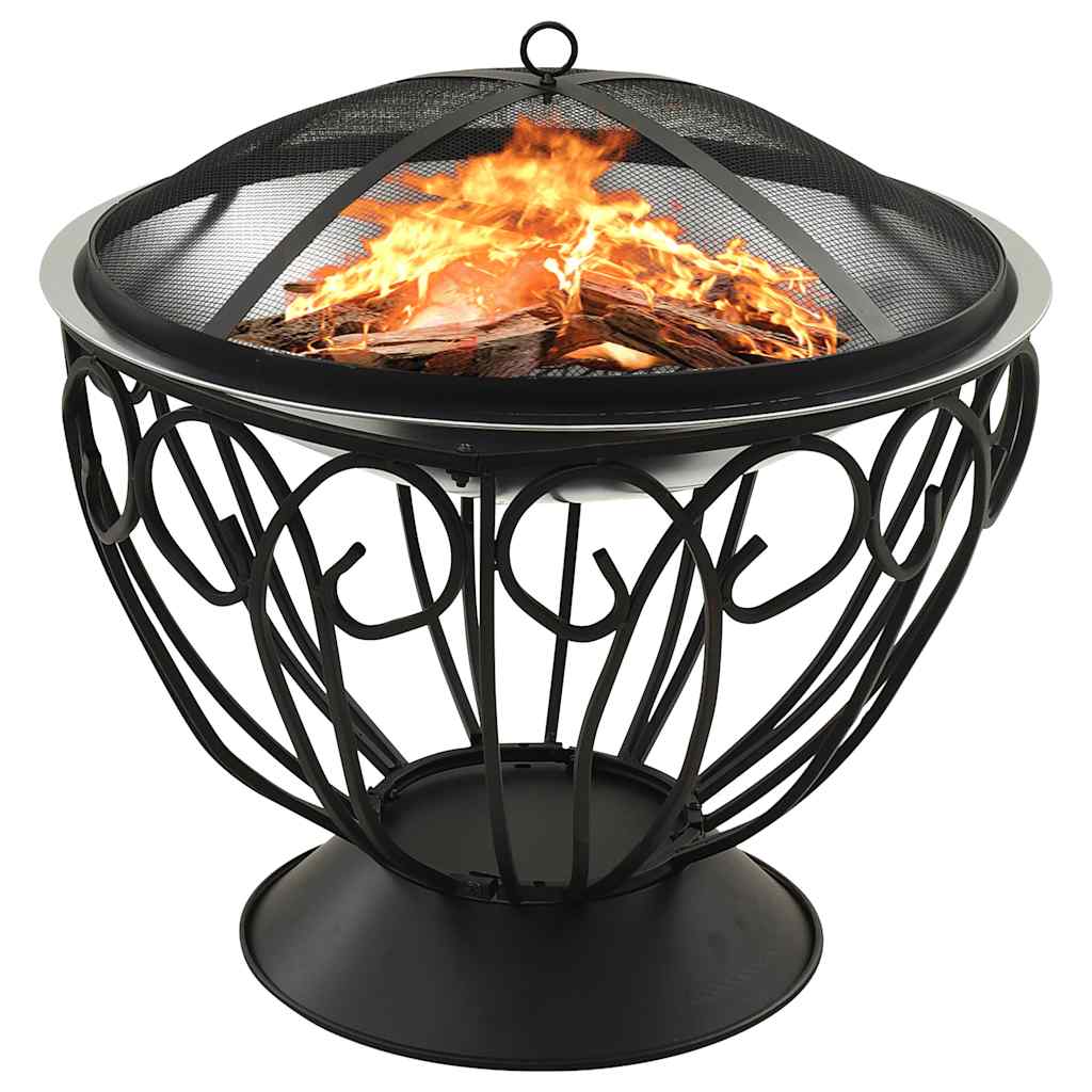 Braciere e Barbecue 2in1 e Attizzatoio 59x59x60 cm Acciaio Inox