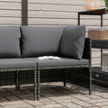 Divano ad Angolo Modulare con Cuscini in Polyrattan Grigio