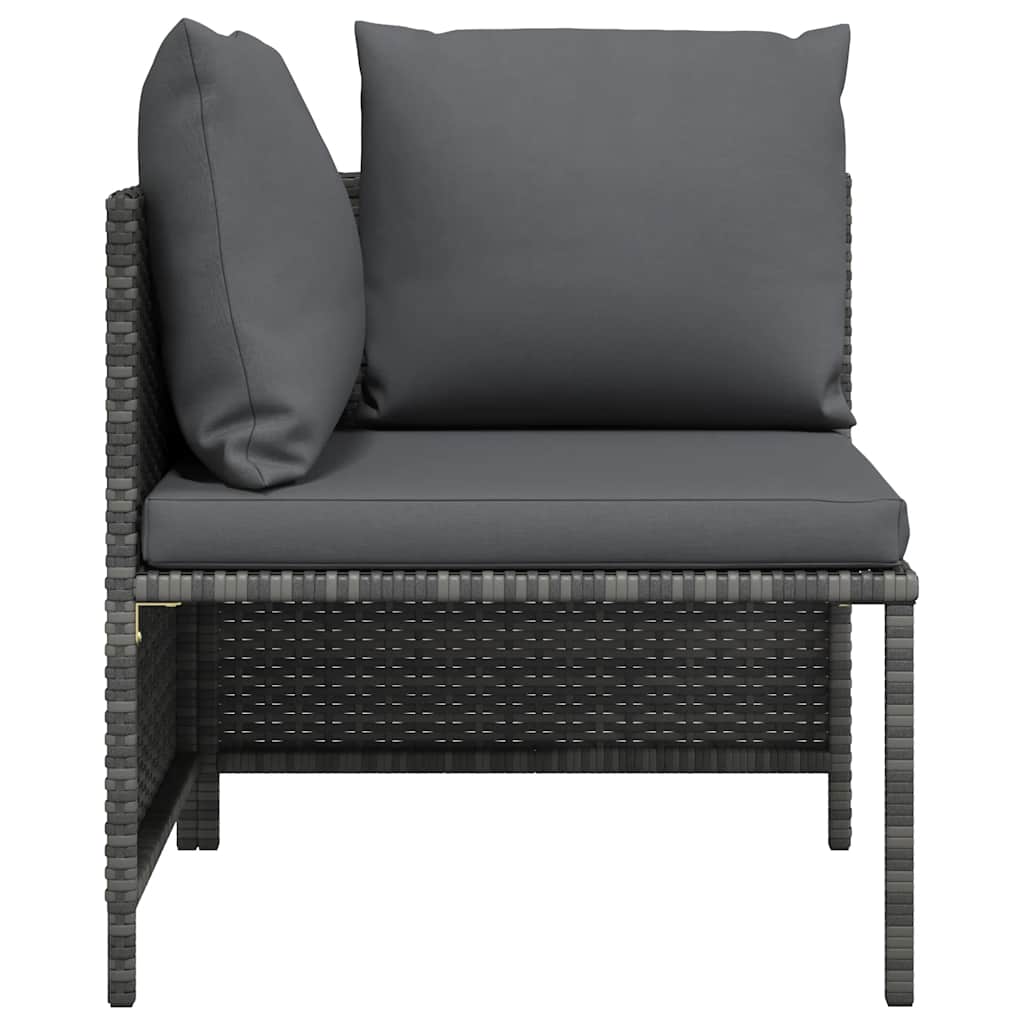 Divano ad Angolo Modulare con Cuscini in Polyrattan Grigio