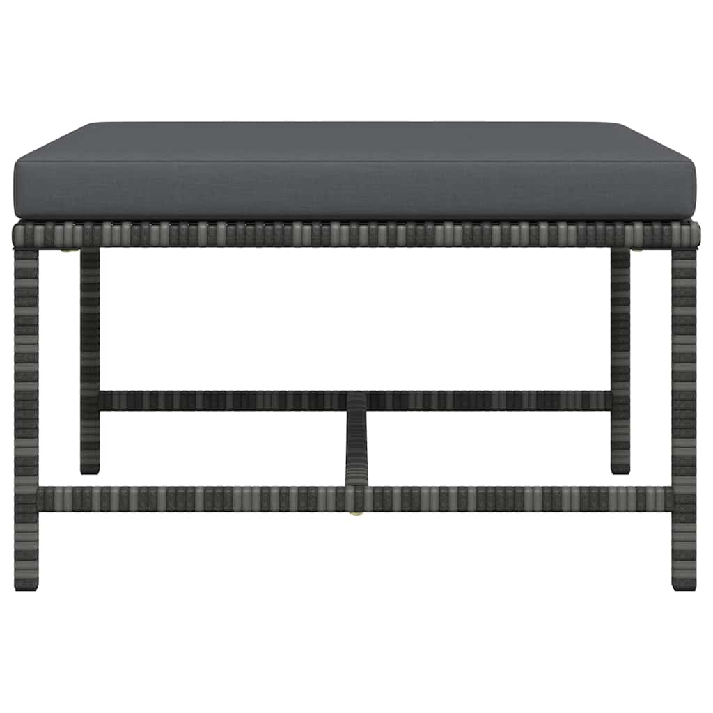 Poggiapiedi Modulare con Cuscino in Polyrattan Grigio