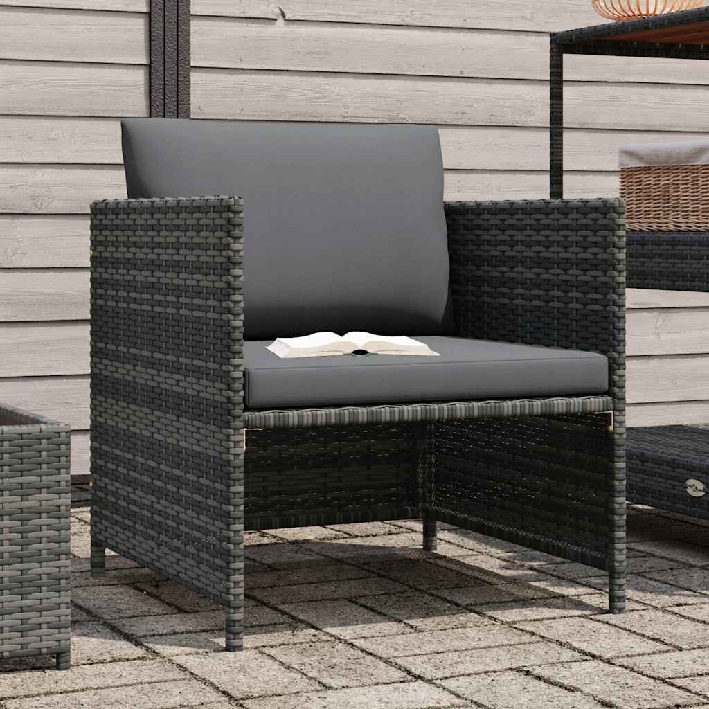 Divano da Giardino con Cuscini Grigio in Polyrattan