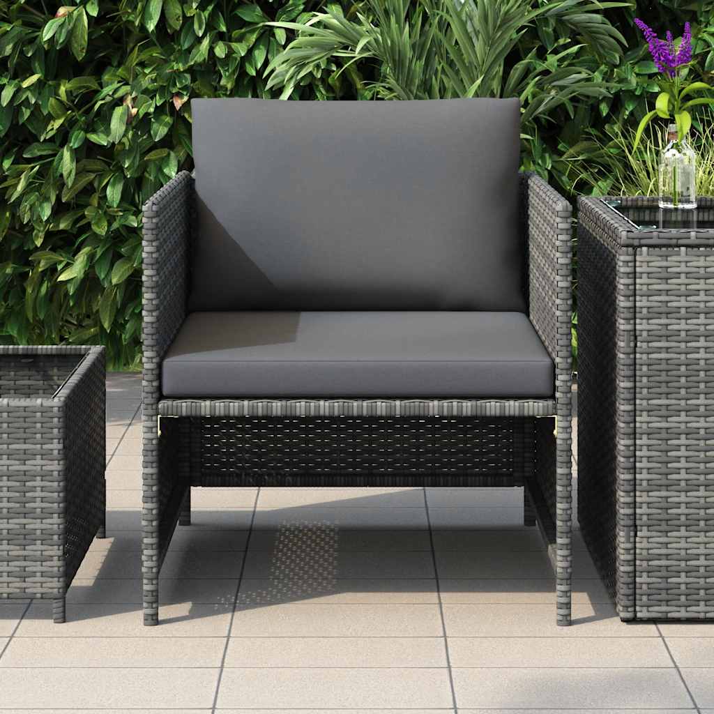 Divano da Giardino con Cuscini Grigio in Polyrattan
