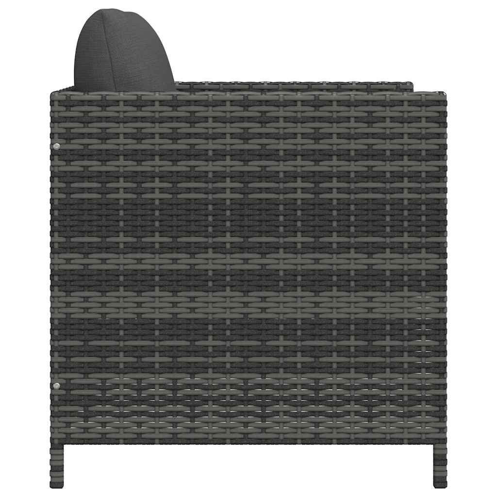 Divano da Giardino con Cuscini Grigio in Polyrattan