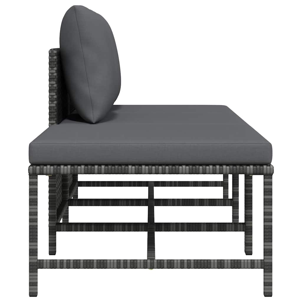 Set Divani da Giardino 3 pz con Cuscini Grigio in Polyrattan