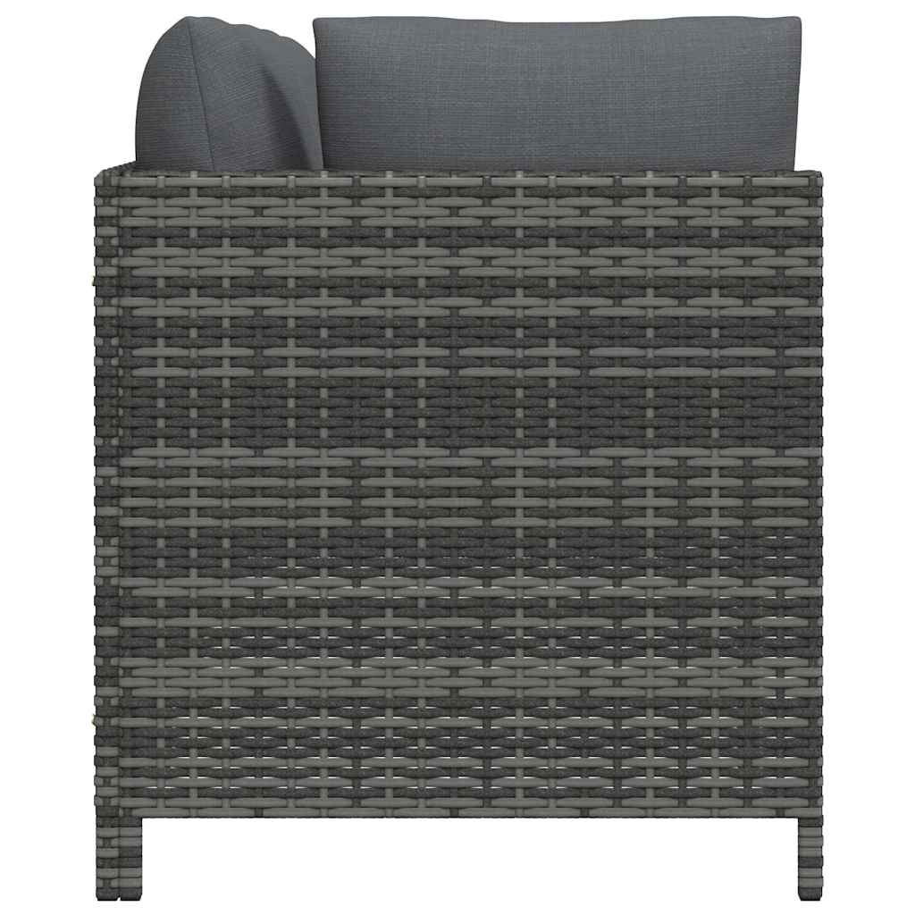 Set Divani da Giardino 3 pz con Cuscini in Polyrattan Grigio