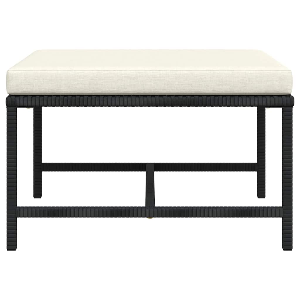 Poggiapiedi Modulare con Cuscino in Polyrattan Nero