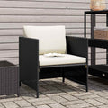 Poltrona da Giardino con Cuscini in Polyrattan Nero
