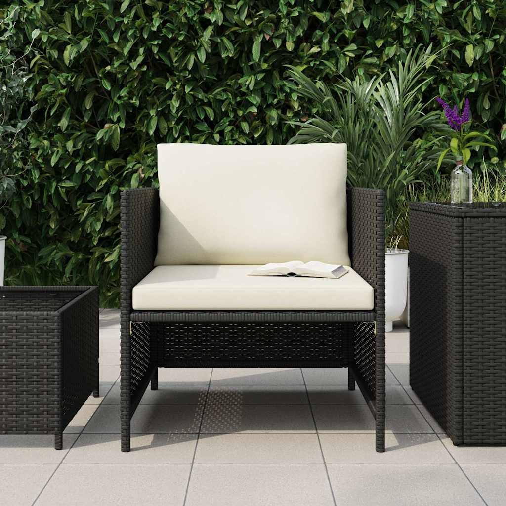 Poltrona da Giardino con Cuscini in Polyrattan Nero
