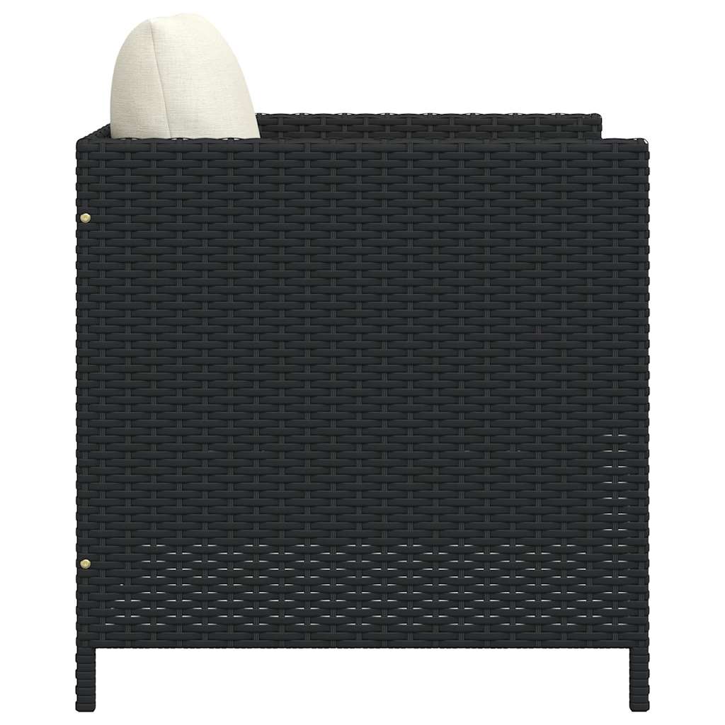 Poltrona da Giardino con Cuscini in Polyrattan Nero