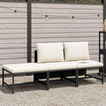 Set Divani da Giardino 3 pz con Cuscini in Polyrattan Nero