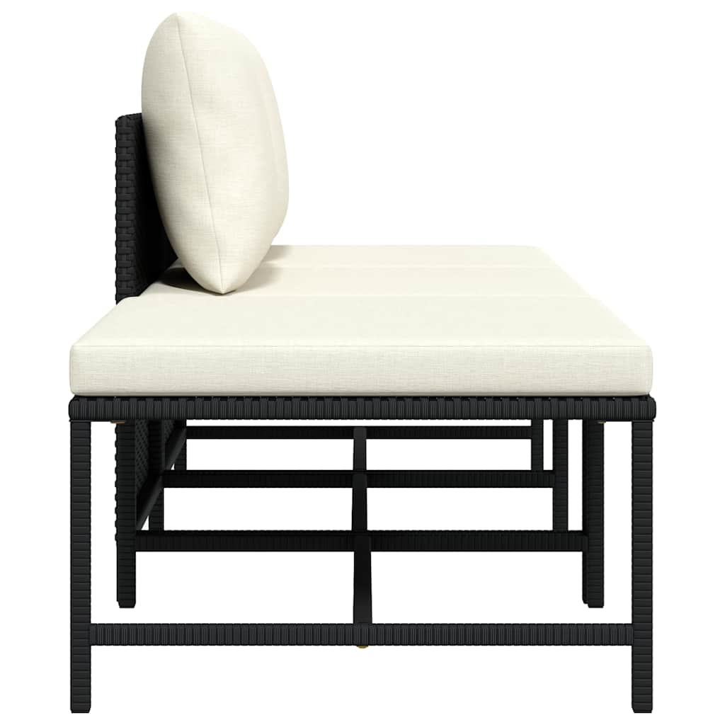Set Divani da Giardino 3 pz con Cuscini in Polyrattan Nero