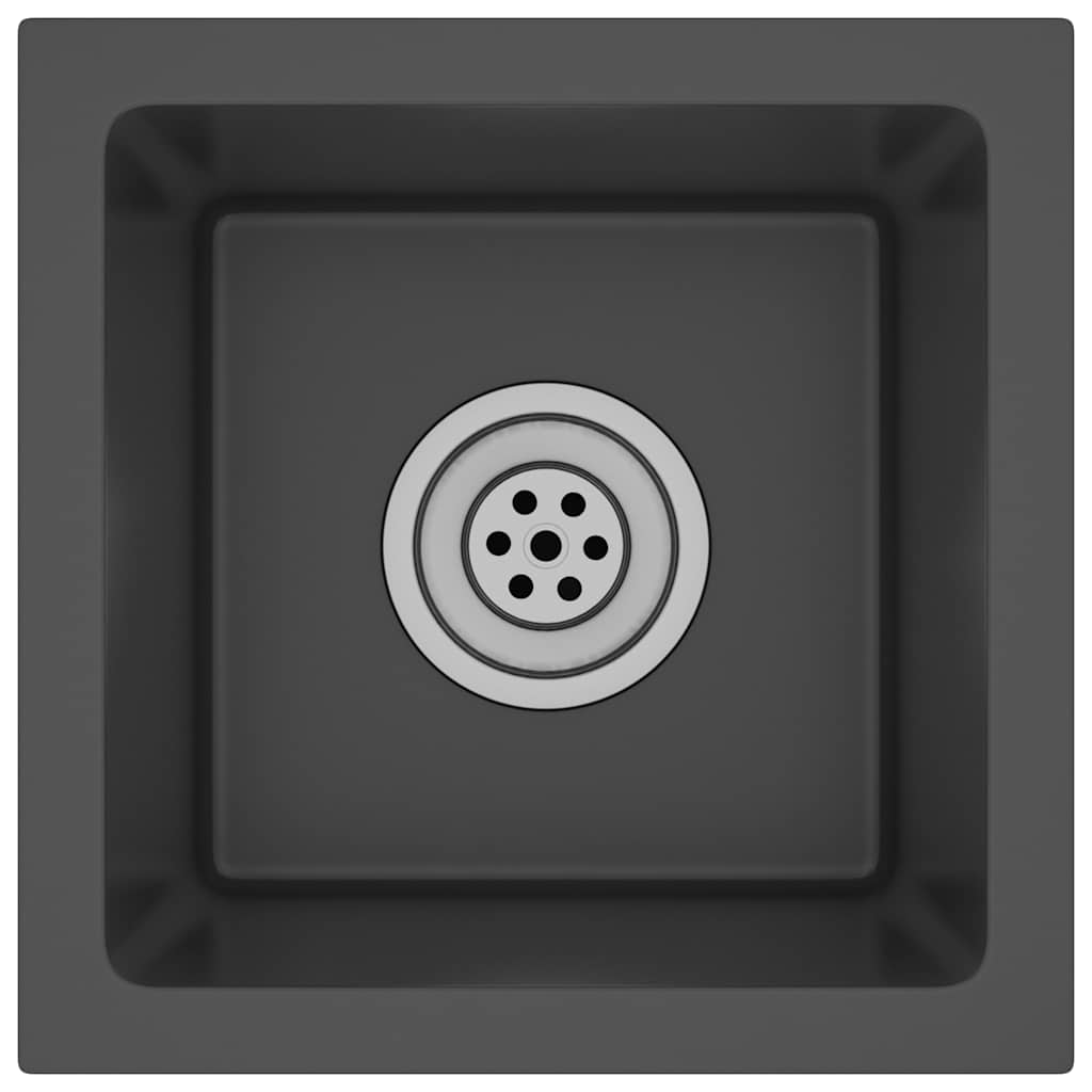 Lavello da Cucina Artigianale Nero in Acciaio Inox
