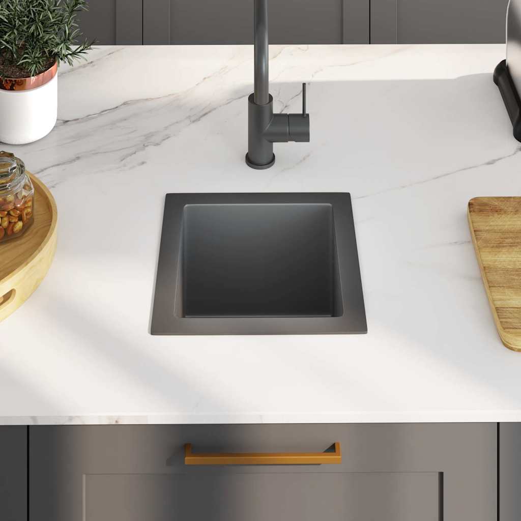 Lavello da Cucina Artigianale Nero in Acciaio Inox