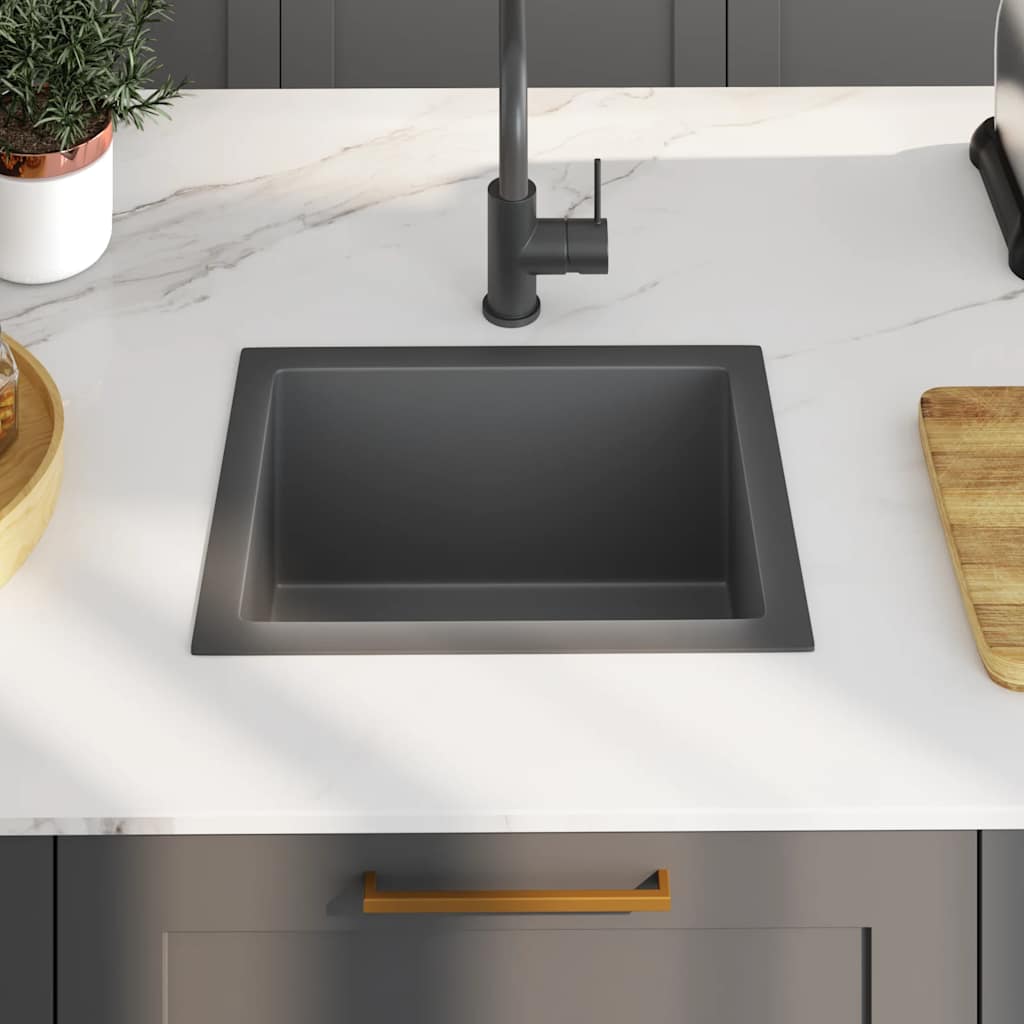 Lavello da Cucina Lavorato a Mano Nero Acciaio Inox