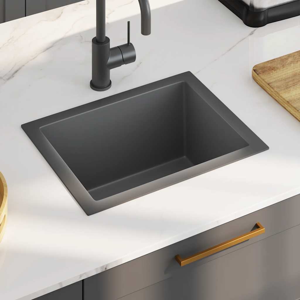 Lavello da Cucina Lavorato a Mano Nero Acciaio Inox