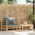 Set Divani da Giardino 2 pz con Cuscini Grigio Scuro in Bambù
