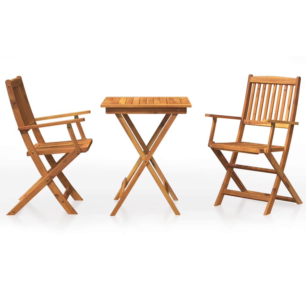 Set da Pranzo da Giardino 3 pz Pieghevole in Massello di Acacia