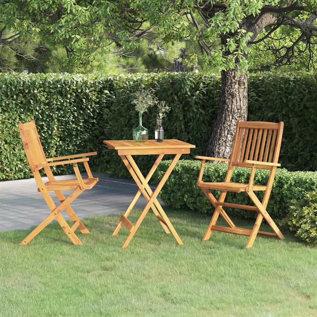 Set da Pranzo da Giardino 3 pz Pieghevole in Massello di Acacia