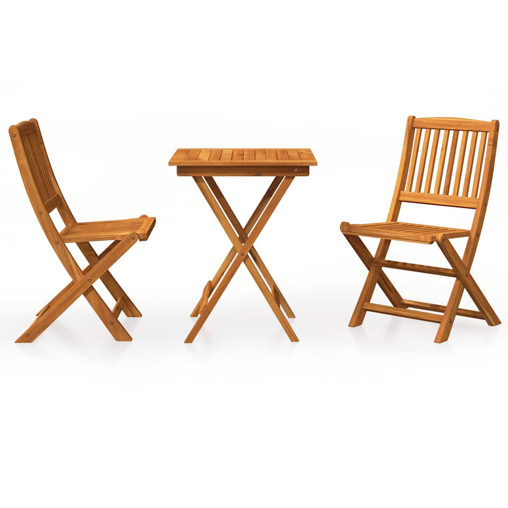 Set da Pranzo da Giardino 3 pz Pieghevole in Massello di Acacia