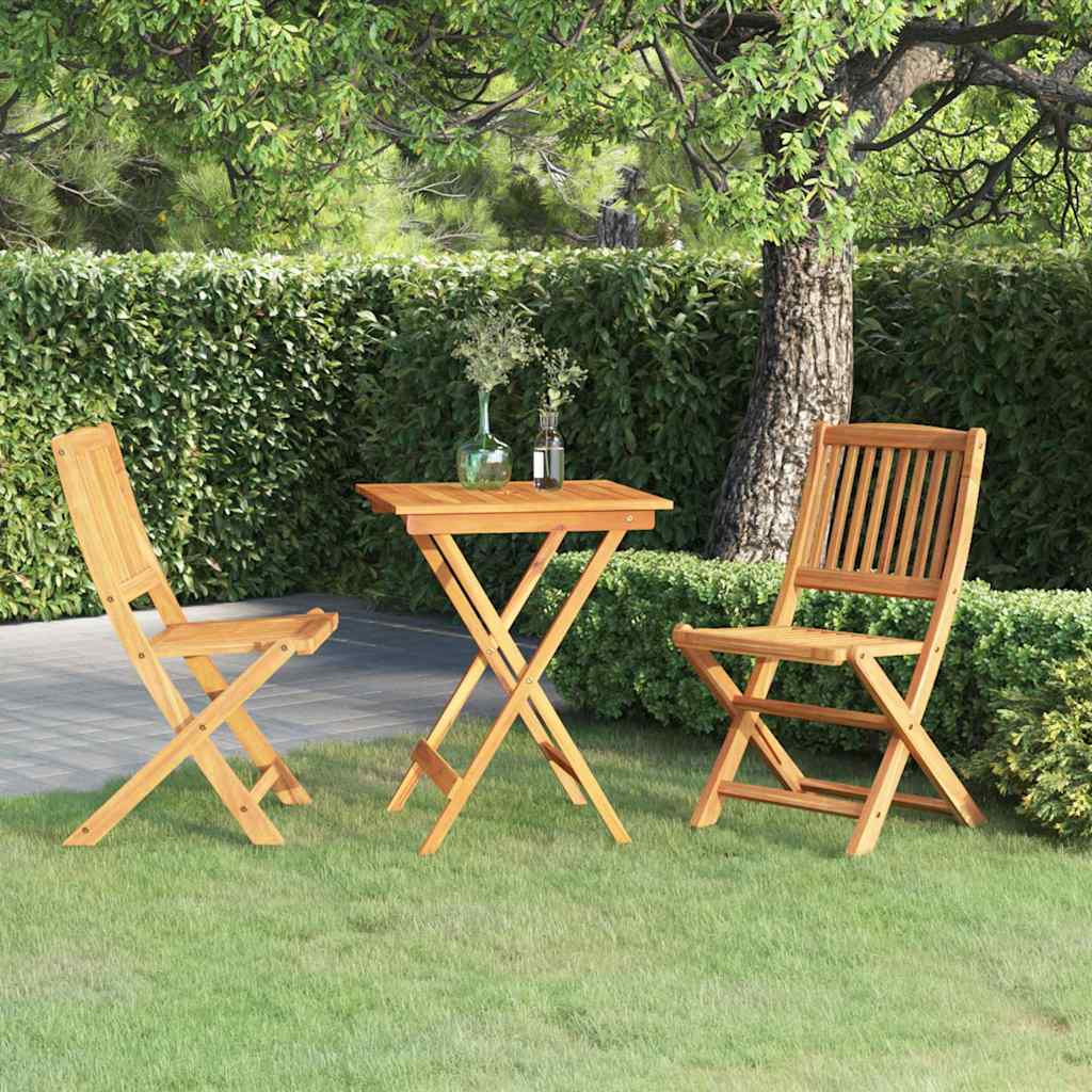 Set da Pranzo da Giardino 3 pz Pieghevole in Massello di Acacia