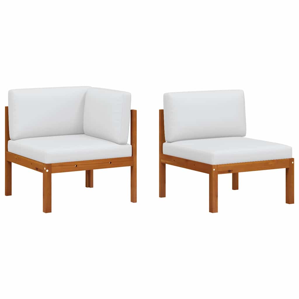 Set da giardino 2 pezzi con cuscini in legno di acacia e corda