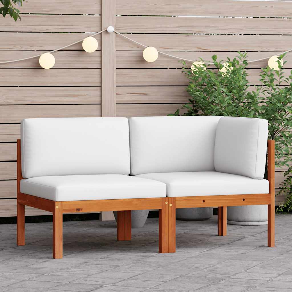 Set da giardino 2 pezzi con cuscini in legno di acacia e corda