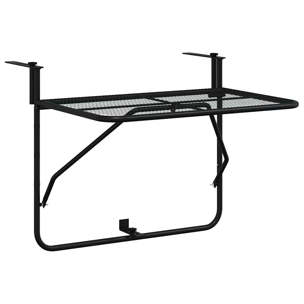 Tavolo da Balcone Nero 60x40 cm in Acciaio