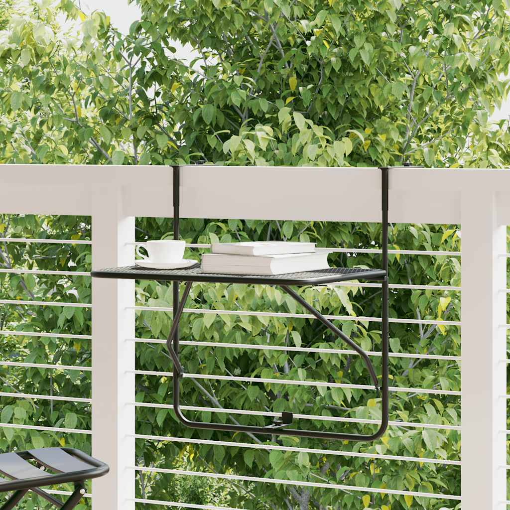 Tavolo da Balcone Nero 60x40 cm in Acciaio