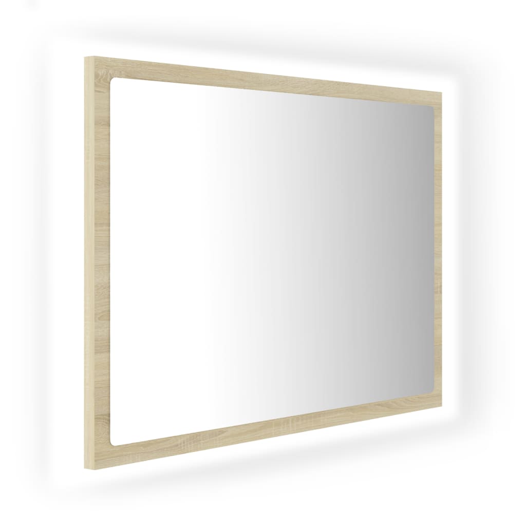 Specchio da Bagno LED Rovere Sonoma 60x8,5x37 cm in Acrilico