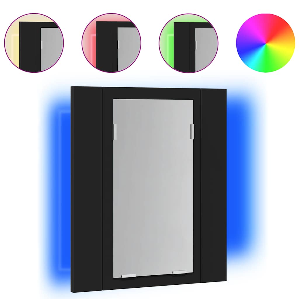 Armadietto a Specchio con Luci LED Nero 40x12x45 cm in Acrilico