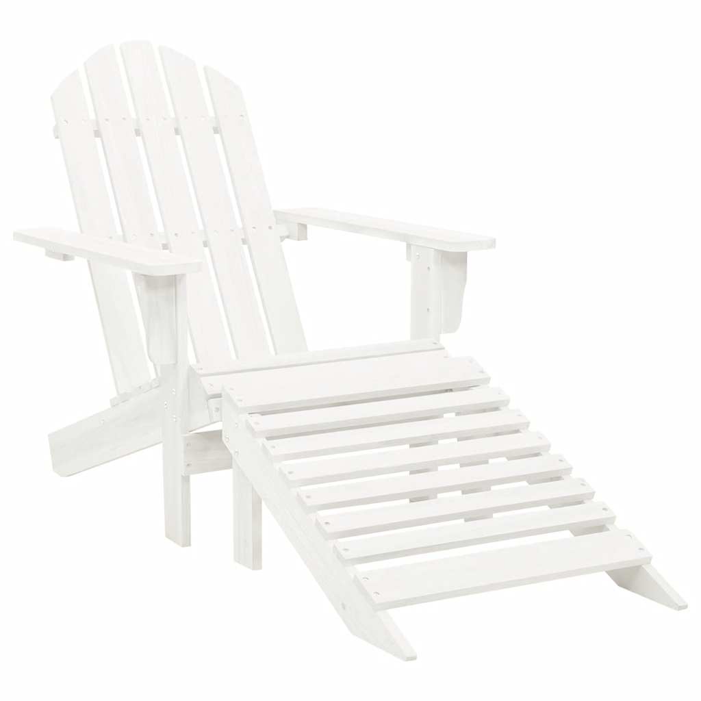 Sedia Adirondack con Ottomana e Tavolo in Abete Massello Bianco