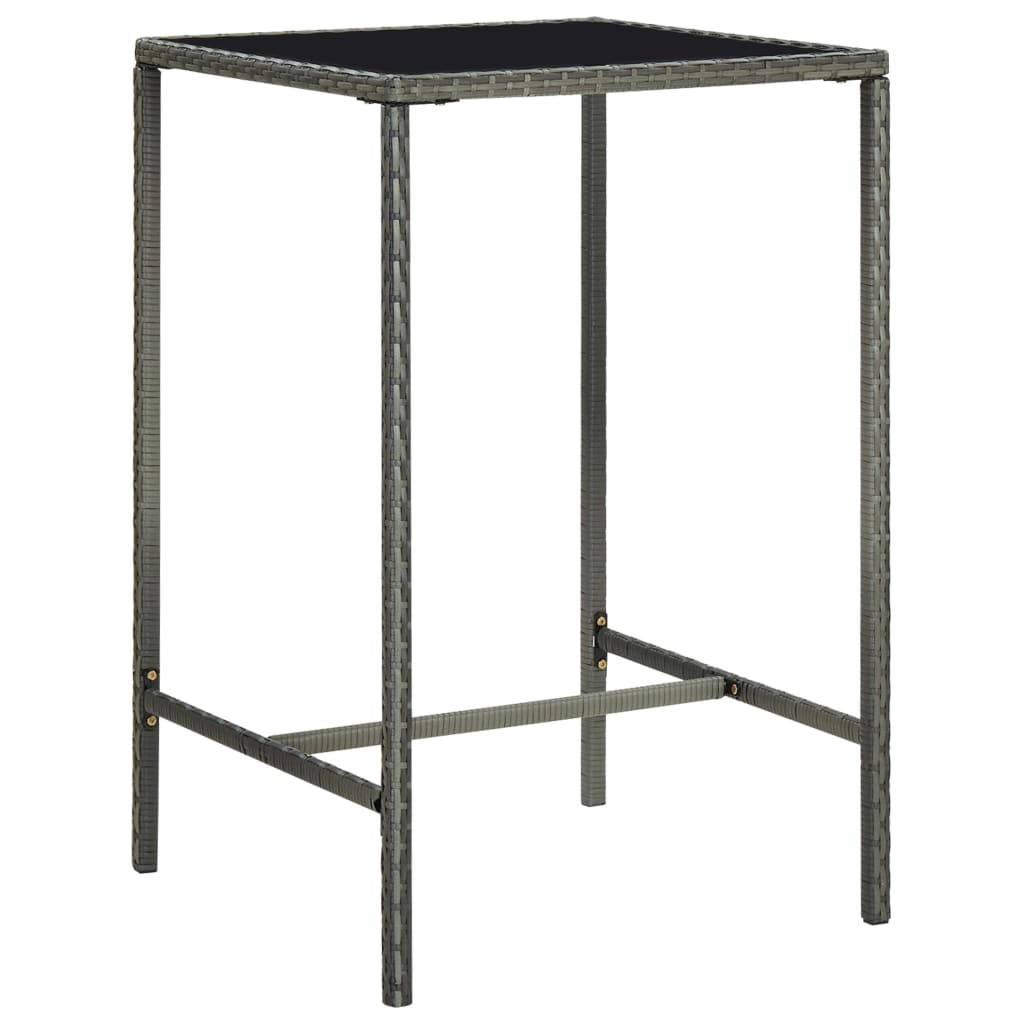 Set da Bar da Giardino 3 pz con Cuscini in Polyrattan Grigio