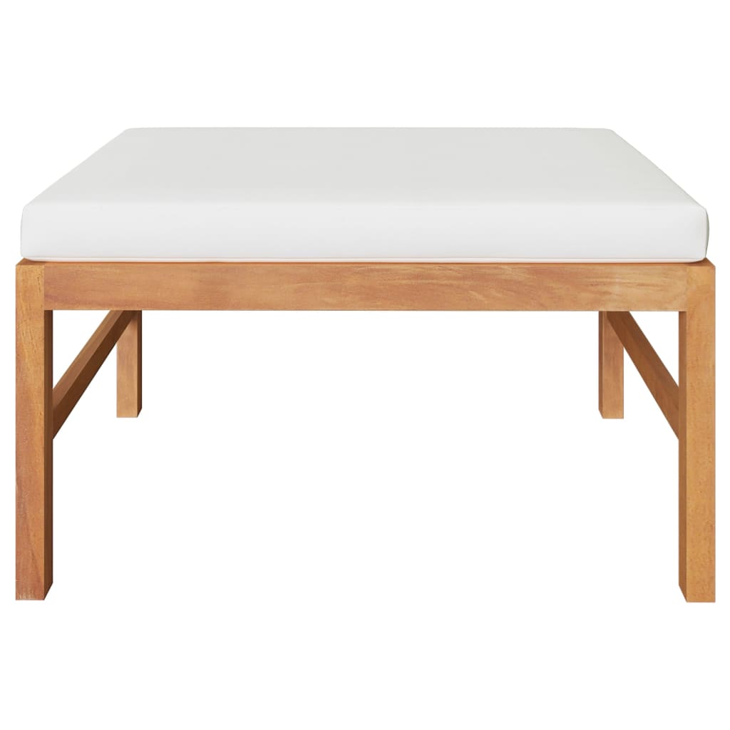 Set Divani Giardino 3 pz Cuscini Crema in Legno di Teak