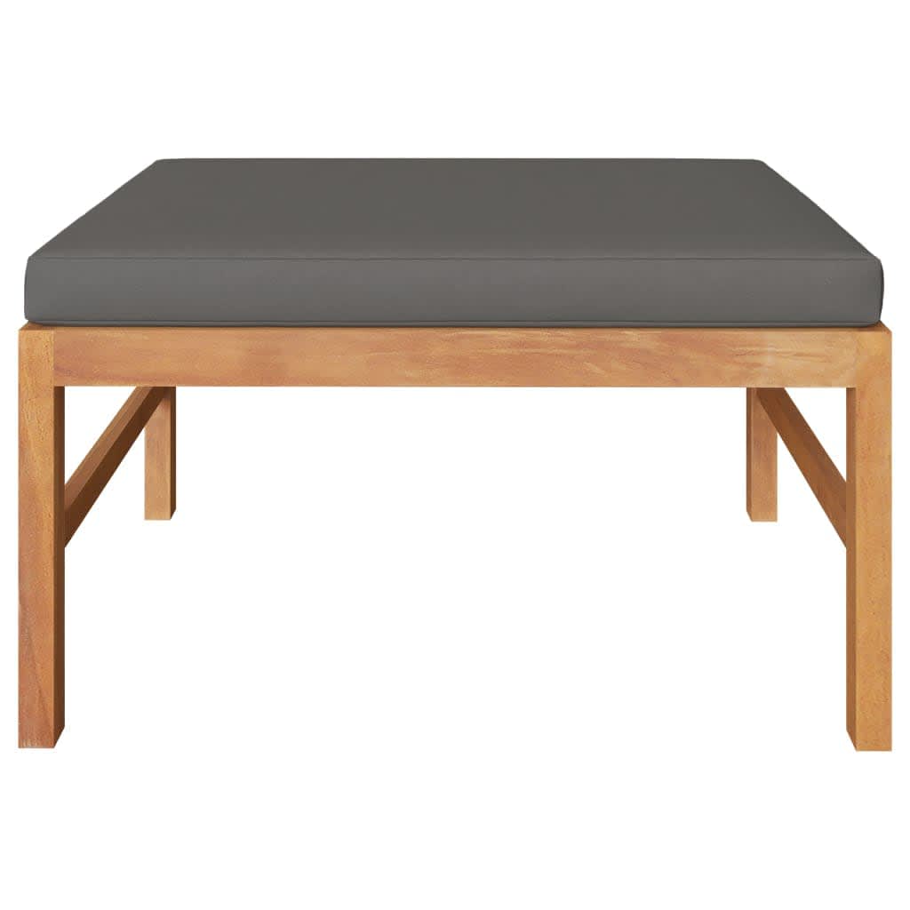 Set Divani Giardino 3 pz Cuscini Grigio Scuro in Legno di Teak