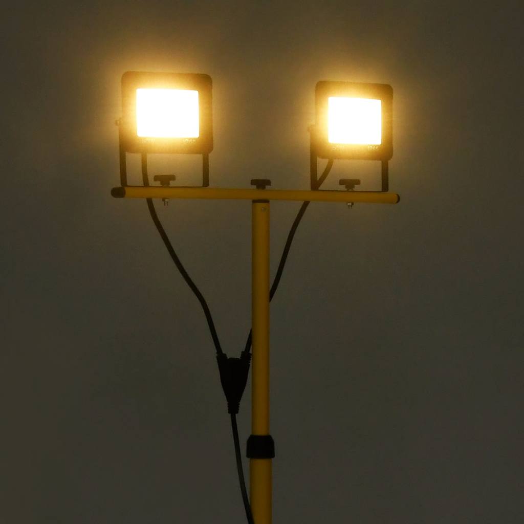 Faretto a LED con Treppiede 2x50 W Bianco Caldo