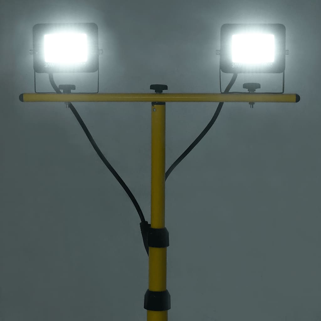 Faretto a LED con Treppiede 2x30 W Bianco Freddo