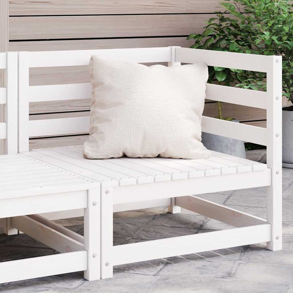Divano Angolare da Giardino Bianco in Legno Massello di Pino