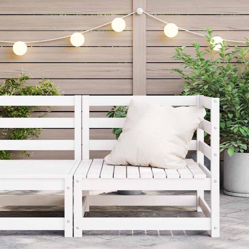 Divano Angolare da Giardino Bianco in Legno Massello di Pino