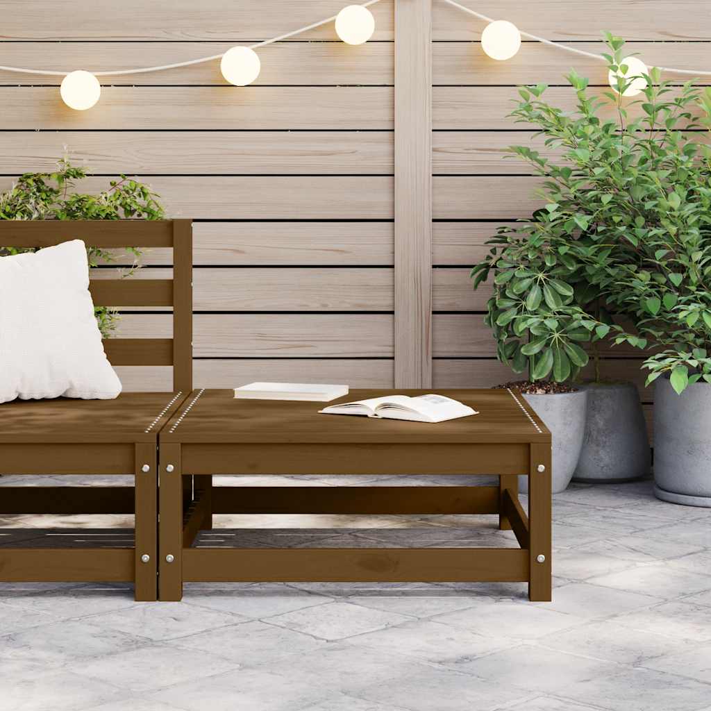Poggiapiedi da Giardino 70x70x30 cm ambra in Legno di Pino