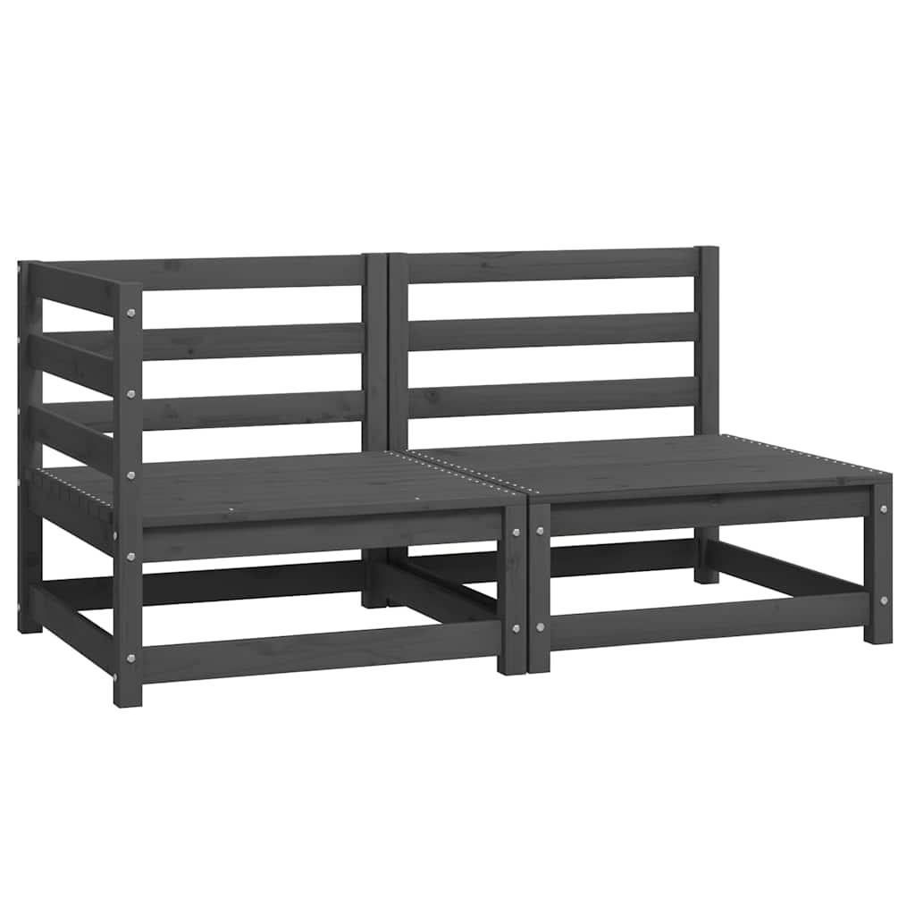 Set Divani da Giardino 2 pz Grigio in Legno Massello di Pino