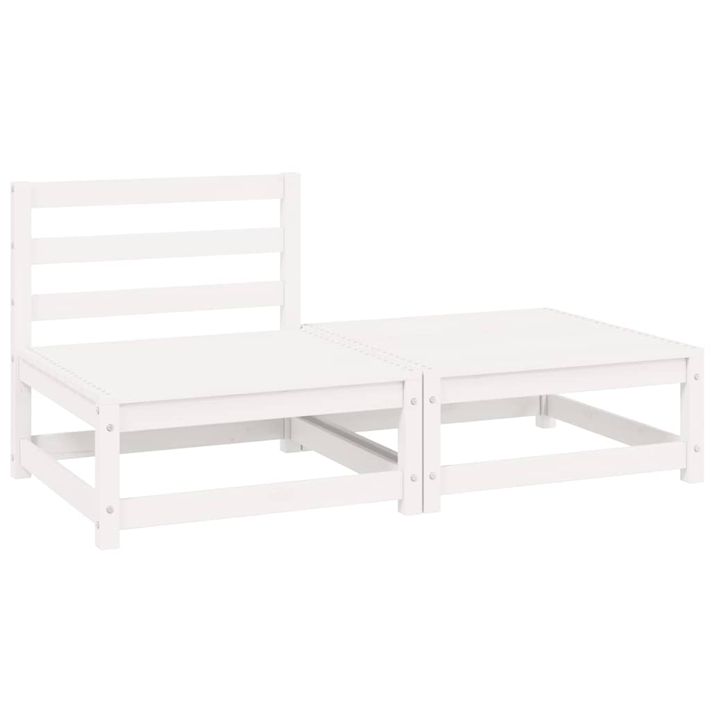 Set Divani da Giardino 2 pz Bianchi in Legno Massello di Pino