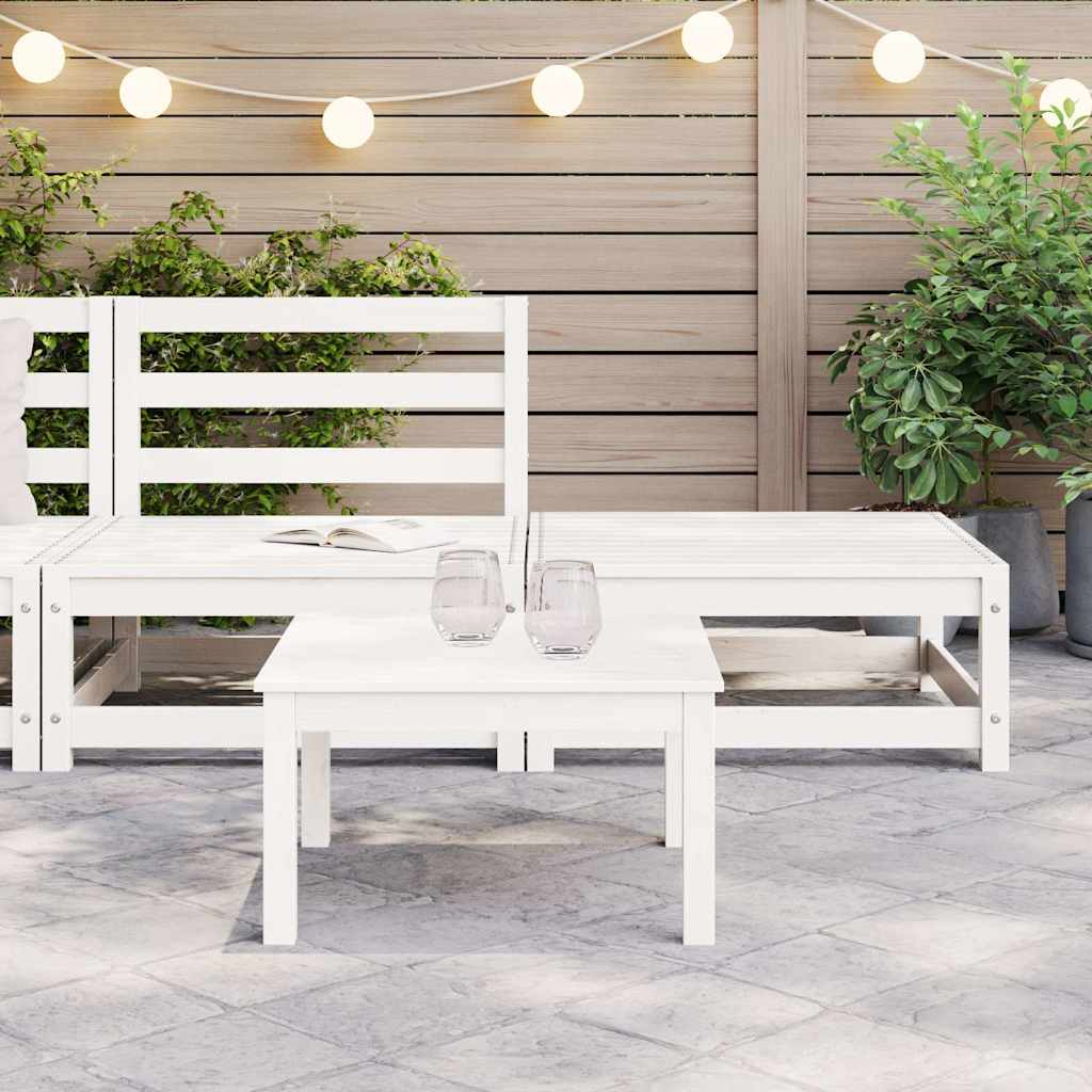 Set Divani da Giardino 2 pz Bianchi in Legno Massello di Pino